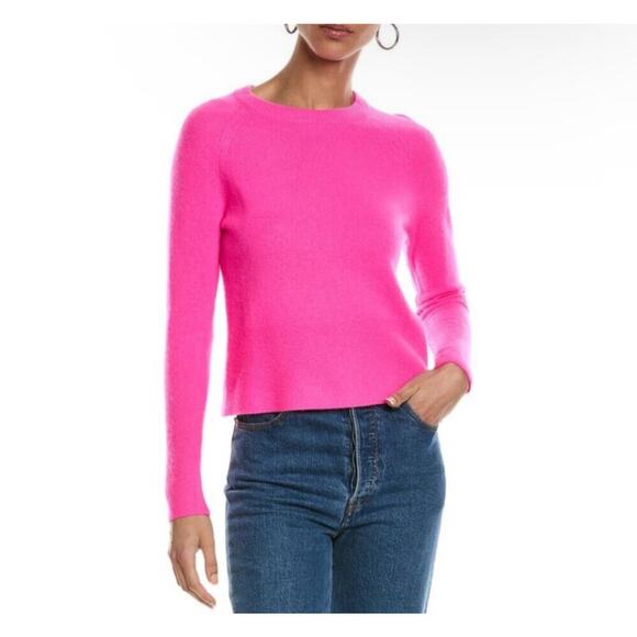 Brodie Cashmere Paloma Sweater in Neon Pink Crewneck Size XL - Picture 2 of 11